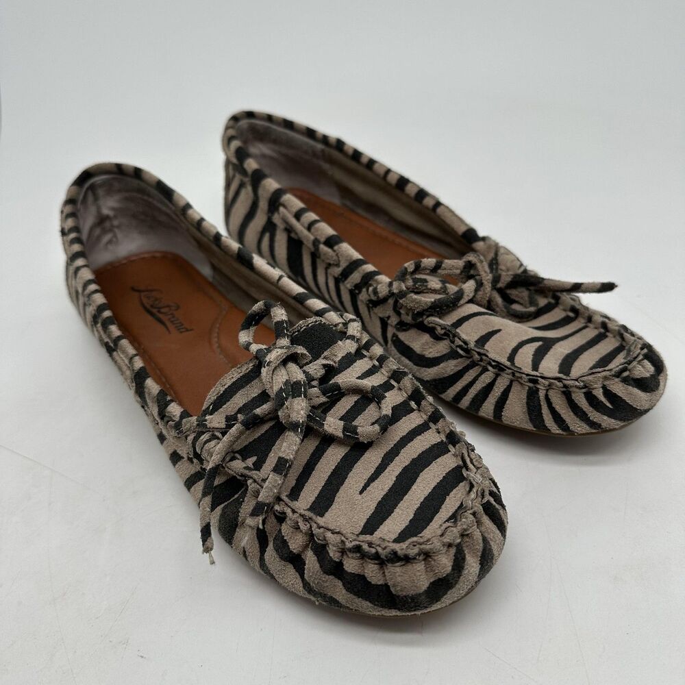 Lucky Brand Moccasin Shoes Womens Size 6.5 Brown Black Zebra Print Flats - Picture 7 of 10